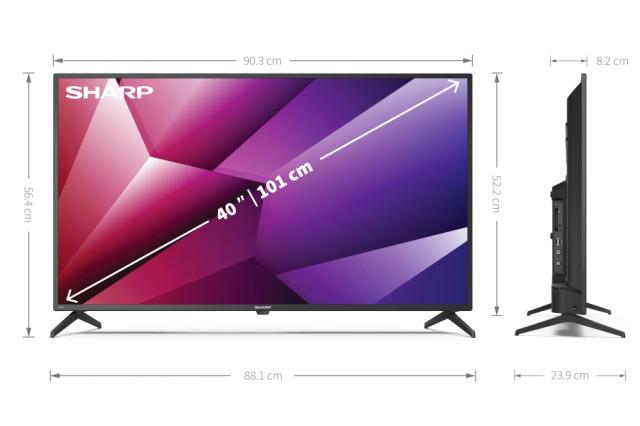 Телевизор Sharp 40FI2EA, 40" LED Android TV, Full HD 1920x1080, 1 000 000:1, DVB-T/T2/C/S/S2, Active Motion 400, Speaker 2x8W, Dolby Digital, DTS HD, Google Assistant, Chromecast Built-in, 3xHDMI, 3.5mm Headphone jack / line-out, CI+, USB, Wi-Fi, Blu