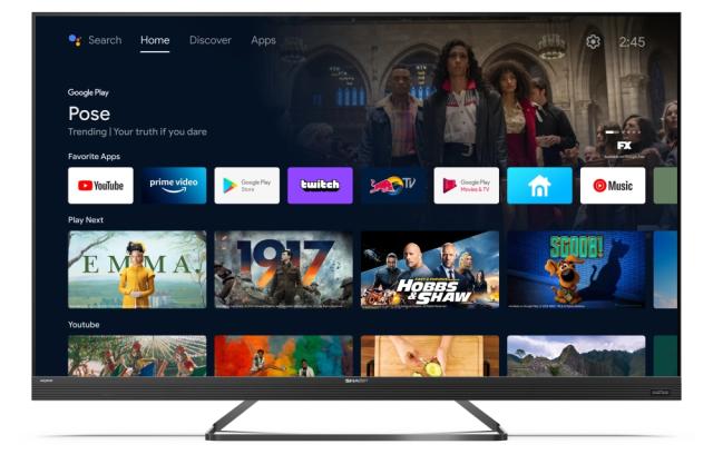 Телевизор Sharp 55EQ6EA, 55" LED  Android TV, 4K Ultra HD Quantum Dot 3840x2160 Frameless, AQUOS, 1 000 000:1, DVB-T/T2/C/S/S2, Active Motion 1000, HARMAN/KARDON, HDR10, Dolby Atmos, Dolby Vision, DTS:X, Google Assistant, Chromecast Built-in, 2xHDMI 