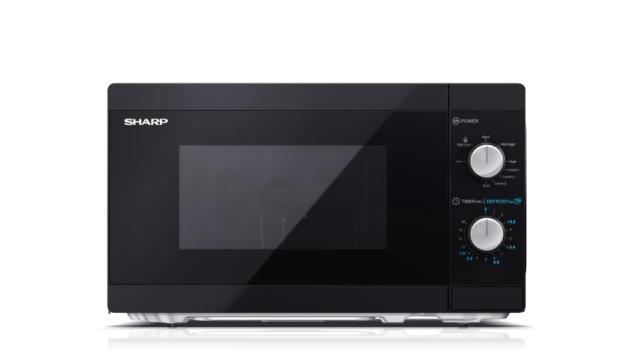 Микровълнова печка Sharp YC-MG01E-B, Manual control, Built-in microwave grill, Grill Power: 1000W, Cavity Material -steel, 20l, 800 W, Defrost, Black door, Cabinet Colour: Black