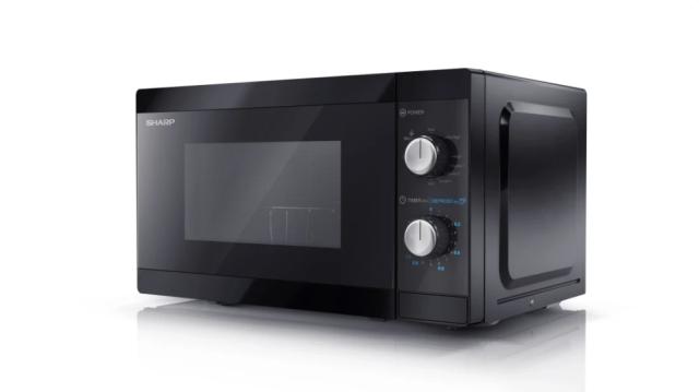 Микровълнова печка Sharp YC-MG01E-B, Manual control, Built-in microwave grill, Grill Power: 1000W, Cavity Material -steel, 20l, 800 W, Defrost, Black door, Cabinet Colour: Black
