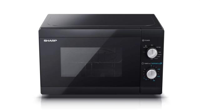 Микровълнова печка Sharp YC-MG01E-B, Manual control, Built-in microwave grill, Grill Power: 1000W, Cavity Material -steel, 20l, 800 W, Defrost, Black door, Cabinet Colour: Black