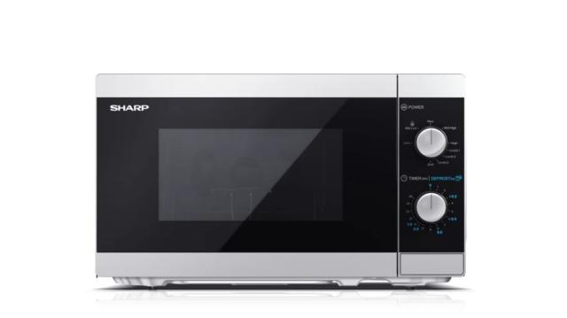 Микровълнова печка Sharp YC-MG01E-S, Manual control, Built-in microwave grill, Grill Power: 1000W, Cavity Material -steel, 20l, 800 W, Silver/Black door, Defrost, Cabinet Colour: Silver