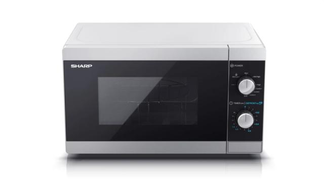 Микровълнова печка Sharp YC-MG01E-S, Manual control, Built-in microwave grill, Grill Power: 1000W, Cavity Material -steel, 20l, 800 W, Silver/Black door, Defrost, Cabinet Colour: Silver