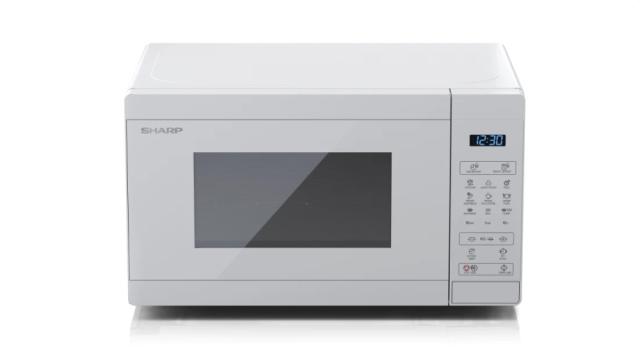 Микровълнова печка Sharp YC-MG02E-C, Fully Digital, Built-in microwave grill, Grill Power: 1000W, Cavity Material -steel, 20l, 800 W, LED Display Blue, Timer & Clock function, Child lock, White door, Defrost, Cabinet Colour: White