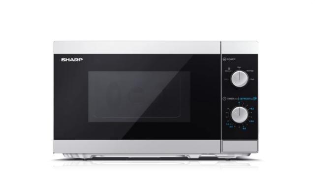 Микровълнова печка Sharp YC-MS01E-S, Manual control, Cavity Material -steel, 20l, 800 W, Defrost, Silver/Black door, Cabinet Colour: Silver
