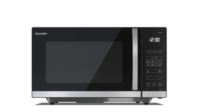Микровълнова печка Sharp YC-QS302AE-B, Inverter Microwave Oven, Fully Digital, Cavity Type: Flatbed, 30l, 900 W, LED Display White, Timer & Clock function, Child lock, Black door, Defrost, Cabinet Colour: Black