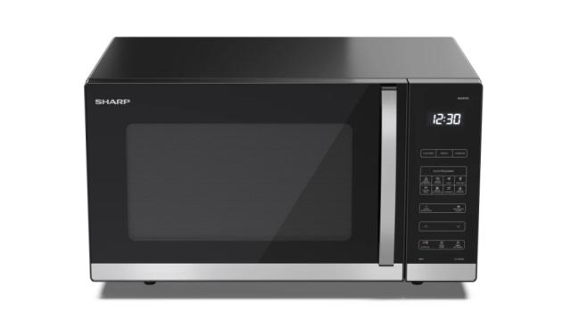 Микровълнова печка Sharp YC-QS302AE-B, Inverter Microwave Oven, Fully Digital, Cavity Type: Flatbed, 30l, 900 W, LED Display White, Timer & Clock function, Child lock, Black door, Defrost, Cabinet Colour: Black