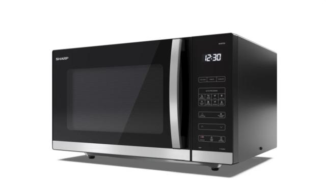 Микровълнова печка Sharp YC-QS302AE-B, Inverter Microwave Oven, Fully Digital, Cavity Type: Flatbed, 30l, 900 W, LED Display White, Timer & Clock function, Child lock, Black door, Defrost, Cabinet Colour: Black