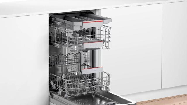 Съдомиялна Bosch SPV4EMX20E SER4 Dishwasher fully integrated 45cm, D, EcoDrying, 9,5l, 10ps, 6p/4o, 45dB, Silence 42dB, 3rd drawer, Rackmatic, HC