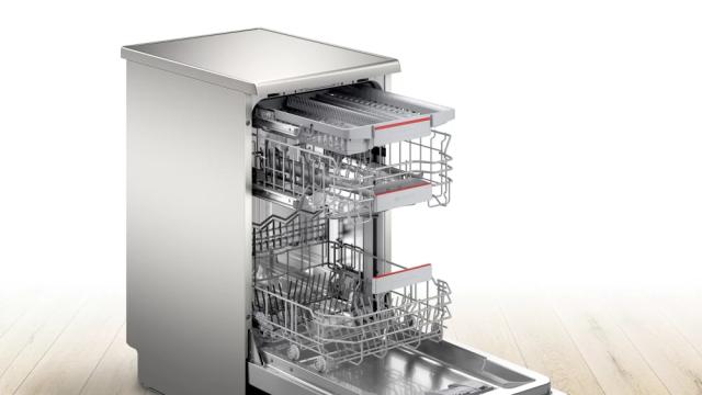 Съдомиялна Bosch SPS4EMI28E SER4 Free-standing dishwasher 45cm D, EcoDrying, 9,5l, 10ps, 6p/4o, 44dB, Silence 41dB, 3rd drawer, Rackmatic, inox, HC