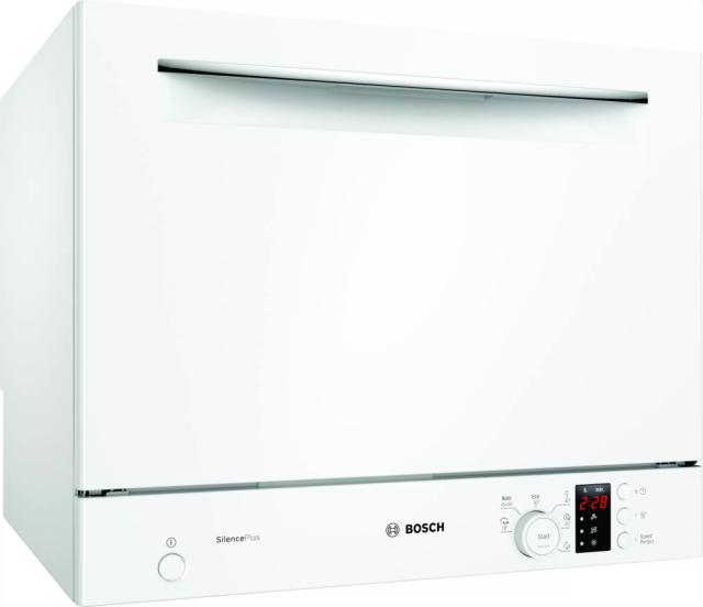 Съдомиялна Bosch SKS62E32EU SER4; Economy; Compact dishwasher, F, Polinox, 6 place settings, 8l, 49dB, white, display, Glass
