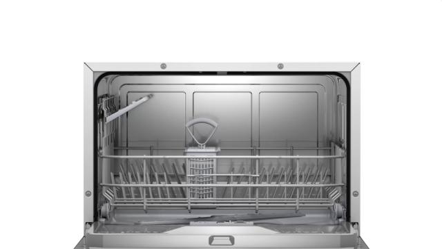 Съдомиялна Bosch SKS62E32EU SER4; Economy; Compact dishwasher, F, Polinox, 6 place settings, 8l, 49dB, white, display, Glass