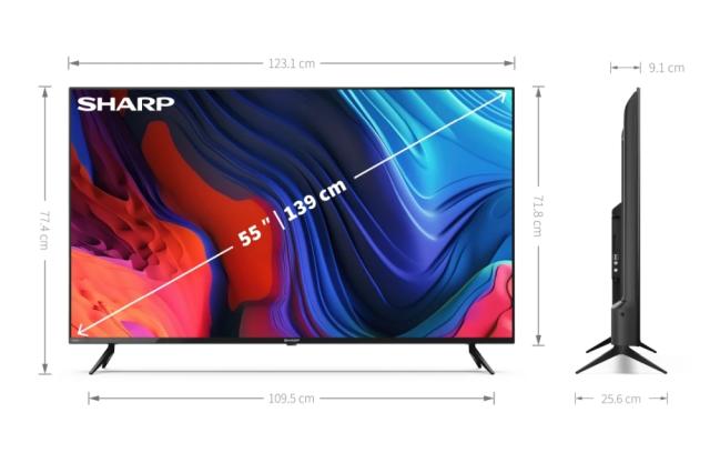 Телевизор Sharp 55FL1EA, 55" LED  Android TV, 4K Ultra HD 3840x2160 Frameless, 1 000 000:1, DVB-T/T2/C/S/S2, Active Motion 600, 2x10W (6 ohm), HDR10, Dolby Digital, Dolby Vision, DTS:X, Google Assistant, Chromecast Built-in, 2xHDMI 2.1, SD card reade
