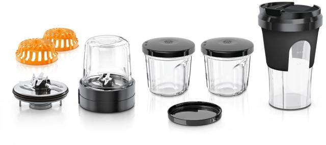 Аксесоар Bosch MUZ45XTM1 TastyMoments kit, set of 5-in-1 accessories for mixing, grinding, shredding, storage, 3 glass jars for grinding and crushing, with a lid