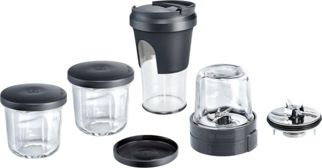 Аксесоар Bosch MUZ45XTM1 TastyMoments kit, set of 5-in-1 accessories for mixing, grinding, shredding, storage, 3 glass jars for grinding and crushing, with a lid