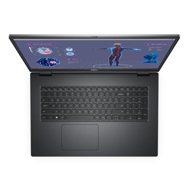 Лаптоп Dell Precision 7780, Intel Core i9-13950HX (36MB, 24 Cores (8P+16E) up to 5.5GHz), 17" FHD (1920x1080), WVA AG 500 nits, IR Cam, 32GB, 1x32GB 5600MT/s CAMM, 1TB M.2 PCIe x4 NVMe, NVIDIA RTX 3500 Ada 12GB GDDR6, Wi-Fi 6E, BT, FPR, Backlit, Win 