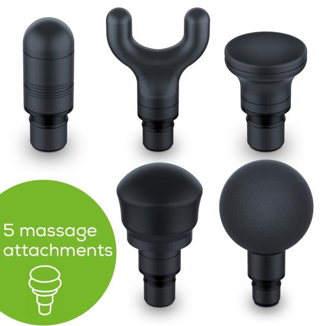 Масажор BEURER MG 185 deep tissue massager, 9 intensity levels & 3 massage programmes, 5 massage attachments, Lithium-ion battery up to 5.5h of use, storage case