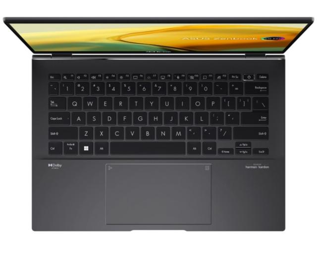Лаптоп Asus Zenbook UM3402YAR-KP731W, AMD Ryzen 7 7730U (8-core/16-thread, 16MB cache, up to 4.5 GHz ),  14.", WQXGA (2560 x 1600) 16:10, DDR4 16GB(ON BD.), 1TB PCIEG3 SSD, TPM, Num Pad, Windows 11, Jade Black