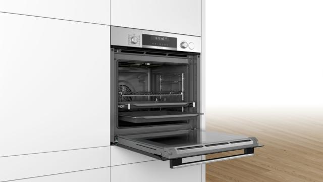 Фурна Bosch HRG5785S6 SER6; Comfort; Combi-steam oven, AddSteam, Pyro, AutoPilot 30, Meatprobe (1p), 1 level clip rail, SoftOpen & SoftClose, HC