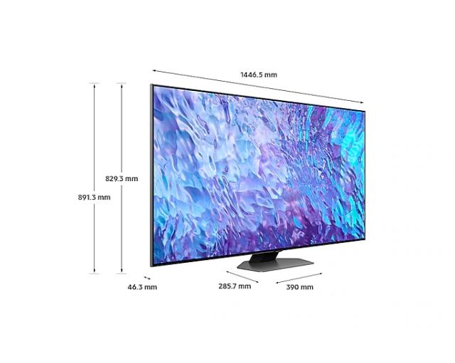 Телевизор Samsung 65'' 65Q80C 4K QLED FLAT, SMART, 100 Hz, Direct Full-Array, Quantum HDR+, FreeSync Premium Pro, Dolby Atmos, Q-Symphony, Bixby, Bluetooth 5.2, Wi-Fi 5, 4xHDMI 2.1, 2xUSB, Tizen, Carbon Silver