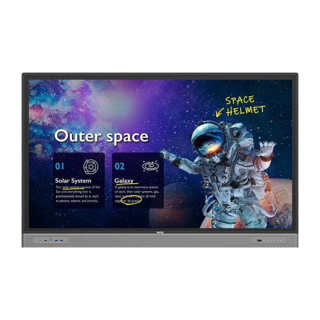 Интерактивен дисплей BenQ RM6503, 4K UHD 65", Education Interactive Display, Germ Resistant, Eye-Care, Prot.glass:AG+ 3.2mm; 400 nits, Contr.1200:1; RTime 8ms, Touch IR20, D-sub, DP, HDMI, RS232, RJ45, USBx5, USB Type C, OPS Slot, Sp.16Wx2; Wall moun