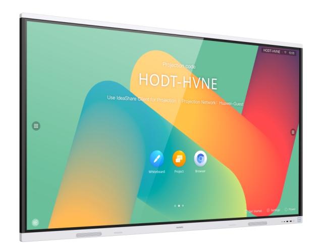 Интерактивен дисплей Huawei IdeaHub Board 2, IHB2-86SU, 86" Touch: IR 20 points D-LED, IPS, 8ms, 3840 x 2160, 350 nits/400 nits, 1200:1, 2xStylus pen, WiFi, NFC, Bluetooth, USB Type-C, USB Type-A, USB Type-B, HDMI, COM port, RJ45, Android 9.0, Jade w