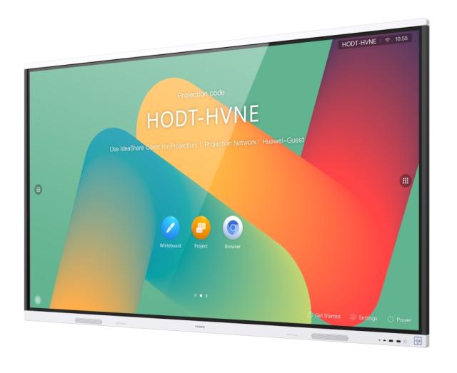 Интерактивен дисплей Huawei IdeaHub Board 2, IHB2-86SU, 86" Touch: IR 20 points D-LED, IPS, 8ms, 3840 x 2160, 350 nits/400 nits, 1200:1, 2xStylus pen, WiFi, NFC, Bluetooth, USB Type-C, USB Type-A, USB Type-B, HDMI, COM port, RJ45, Android 9.0, Jade w