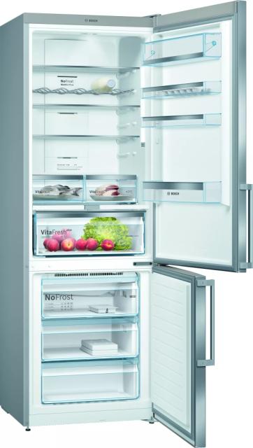 Хладилник Bosch KGN49AIEQ SER6; Premium; Free-standing fridge-freezer NoFrost, E, 203/70/67cm, 435l(330+105), 40dB, VitaFresh Plus, inox EasyClean doors, display
