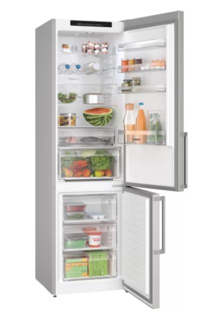 Хладилник Bosch KGN39VIBT SER6 FS fridge-freezer NoFrost, C, 203/60/66cm, 363 l (260+103), 35 dB(B), VitaFresh XXL, 0° drawer, Metal Backwall with Multi Airflow,  Flex Interior, Intelligent Inverter Technology, Black ColorGlass, HC ready