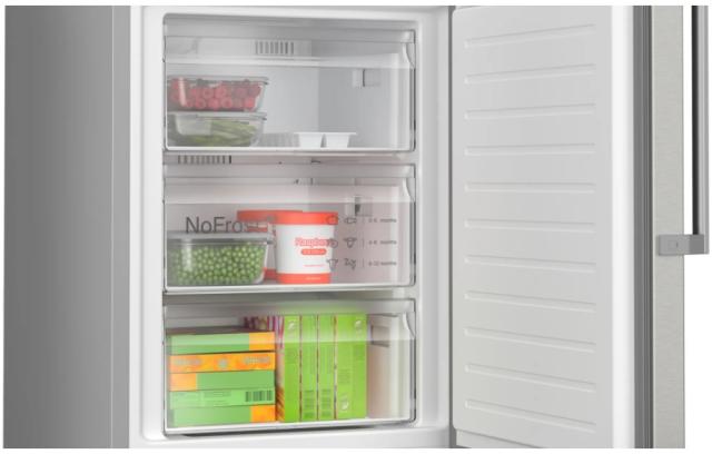 Хладилник Bosch KGN392IDT SER4 FS fridge-freezer NoFrost, D, 203/60/66.5cm, 363 l (260+103), 35 dB(B), VitaFresh, Stainless steel (with fingerprint protection)