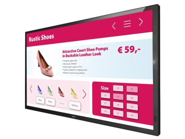 Интерактивен дисплей Philips 43BDL3651T/00, 43" T-Line, 18/7, UHD, L/P, basic failover, PCAP, 10 touch points, Android 8, WiFi, CMND, OPS, 400cd