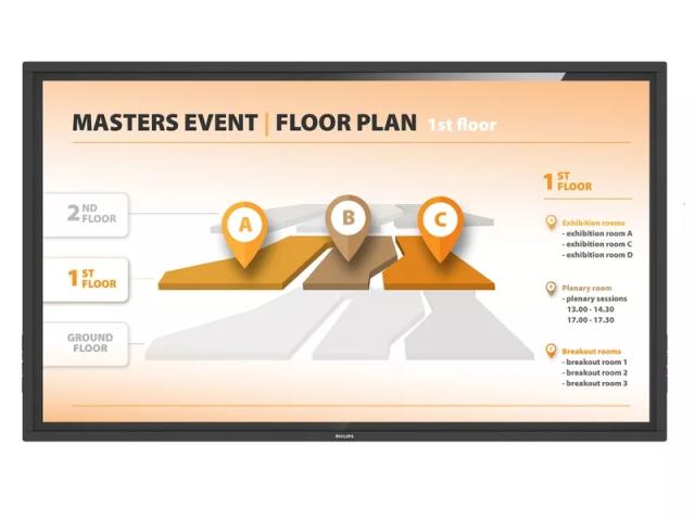 Интерактивен дисплей Philips 43BDL3452T/00, 43" T-Line; 18/7, UHD, basic failover, HEIR, 20 touch points, Android 8, CMND, WiFi, IR, OPS, 400cd