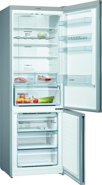 Хладилник Bosch KGN49XIEA SER4; Comfort; Free-standing fridge-freezer NoFrost, E, 203/70/67cm, 435l(330+105), 40dB, VitaFresh, inox EasyClean doors, display