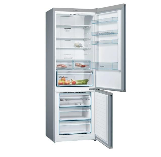 Хладилник Bosch KGN49XLEA SER4; Comfort; Free-standing fridge-freezer NoFrost, E, 203/70/67cm, 435l(330+105), 40dB, VitaFresh, Inox-look, display