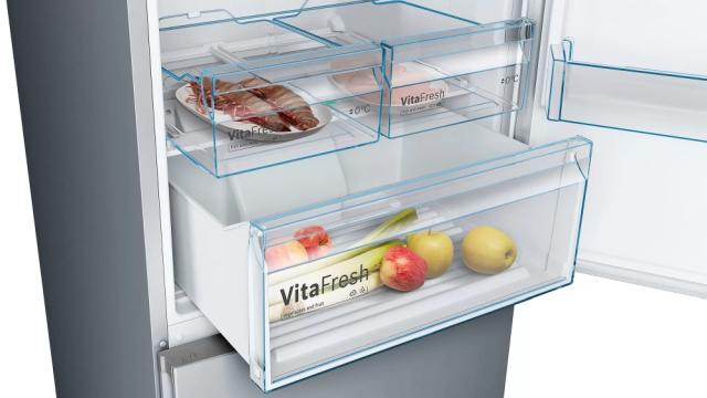 Хладилник Bosch KGN49XLEA SER4; Comfort; Free-standing fridge-freezer NoFrost, E, 203/70/67cm, 435l(330+105), 40dB, VitaFresh, Inox-look, display
