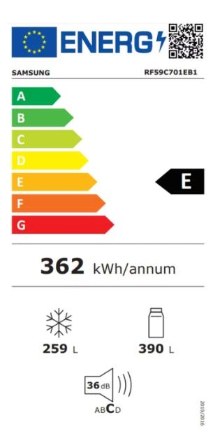 Хладилник Samsung RF59C701EB1/EO, French Door Fridge and Freezer, 649 L, All-Around Cooling, WiFi, Energy Efficiency E, H 178 cm, Black