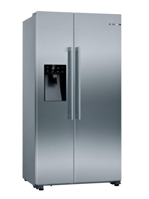 Хладилник Bosch KAD93VIFP SER6 SbS fridge-freezer, NoFrost, F, 179/91/71cm, 533l(368+165), 42dB, Auto dispenser and IceMaker, water connect., inv.comp., Inox EasyClean