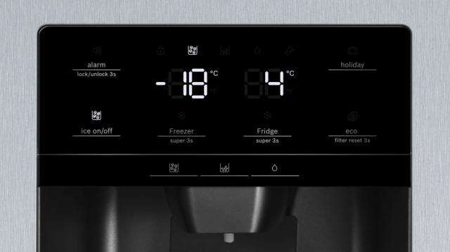 Хладилник Bosch KAD93VIFP SER6 SbS fridge-freezer, NoFrost, F, 179/91/71cm, 533l(368+165), 42dB, Auto dispenser and IceMaker, water connect., inv.comp., Inox EasyClean