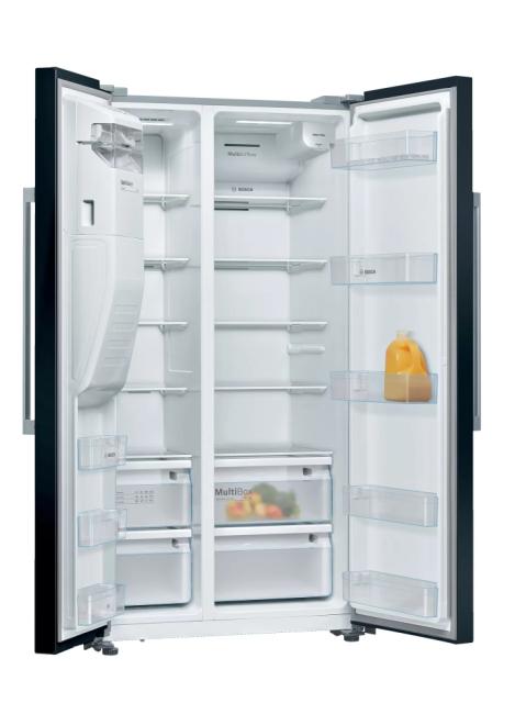 Хладилник Bosch KAD93VBFP SER6 SbS fridge-freezer, NoFrost, F, 179/91/71cm, 533l(368+165), 42dB, Auto dispenser and IceMaker, water connect., inv.comp., black