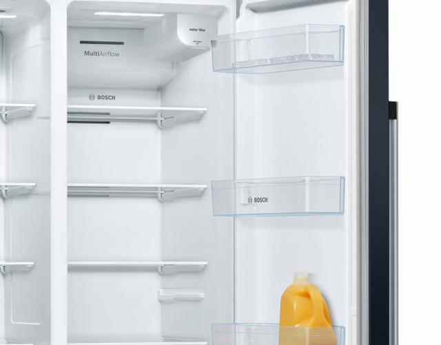 Хладилник Bosch KAD93VBFP SER6 SbS fridge-freezer, NoFrost, F, 179/91/71cm, 533l(368+165), 42dB, Auto dispenser and IceMaker, water connect., inv.comp., black