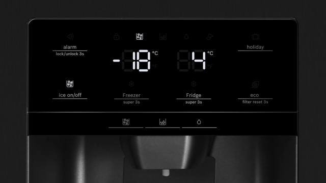 Хладилник Bosch KAD93VBFP SER6 SbS fridge-freezer, NoFrost, F, 179/91/71cm, 533l(368+165), 42dB, Auto dispenser and IceMaker, water connect., inv.comp., black