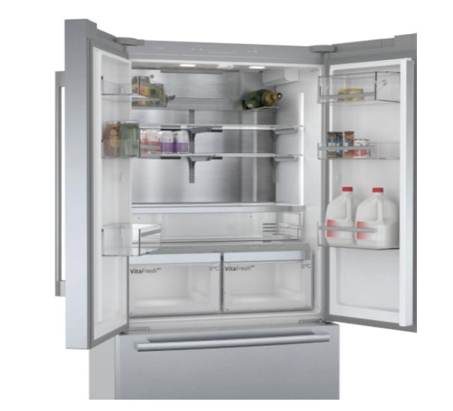Хладилник Bosch KFF96PIEP, SER8, French-door fridge-freezer, NoFrost, E, 183/91/71, 573 l(402+171), 39 dB(C), 1 VitaFresh 0° drawer - Fish and meat, 2 Vitafresh pro 0°C drawers, Water dispenser- direct conn.water-tap, Automatic ice cube maker