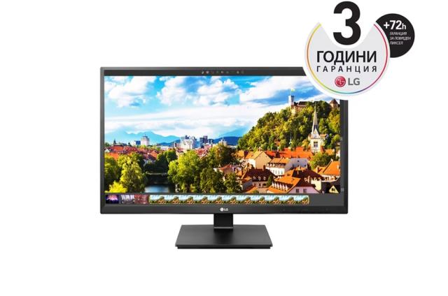 Монитор LG 24BK55YP-I, 24" IPS LED AG, 5ms GTG, 1000:1, 5000000 : 1 DFC, 250cd/m2, Full HD 1920x1080, D-Sub, DVI, Display Port, HDMI, USB 2.0, Speaker 1.2W x 2, Tilt, Height, Swivel, Pivot, PC Audio In, Headphone aut, Black