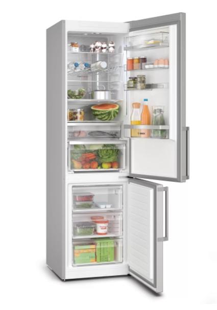 Хладилник Bosch KGN39AICT, SER6, FS fridge-freezer NoFrost, C, 203/60/66cm, 363l(260+103), 35dB(B), VitaFresh XXL, 0° drawer, Metal Backwall with Multi Airflow,  Flex Interior, Intelligent Inverter Technology, inox EasyClean, HC ready