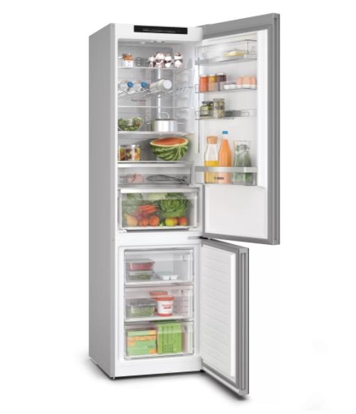 Хладилник Bosch KGN39LBCF, SER6, FS fridge-freezer NoFrost, C, 203/60/66cm, 363l(260+103), 35dB(B), VitaFresh XXL, 0° drawer, Metal Backwall with Multi Airflow,  Flex Interior, Intelligent Inverter Technology, Black ColorGlass, HC ready