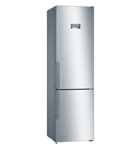 Хладилник Bosch KGN397LEQ, SER4, FS fridge-freezer NoFrost, E, 203/60/66cm, 368l(279+89), 39dB(C), VitaFresh, bottle rack, handles, Inox-look, display