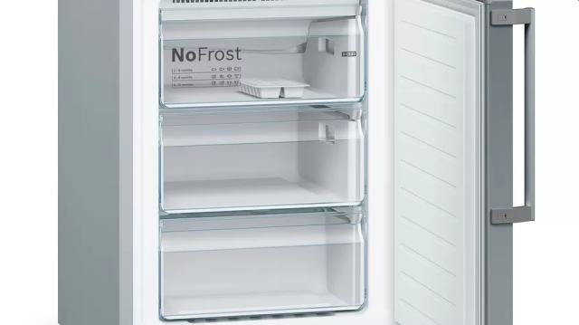 Хладилник Bosch KGN397LEQ, SER4, FS fridge-freezer NoFrost, E, 203/60/66cm, 368l(279+89), 39dB(C), VitaFresh, bottle rack, handles, Inox-look, display