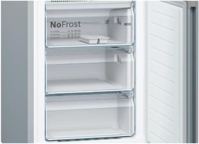 Хладилник Bosch KGN39VLEB, SER4, FS fridge-freezer NoFrost, E, 203/60/66cm, 368l(279+89), 39dB(C), VitaFresh, Inox-look