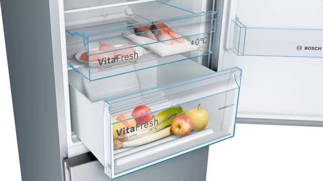 Хладилник Bosch KGN39VLEB, SER4, FS fridge-freezer NoFrost, E, 203/60/66cm, 368l(279+89), 39dB(C), VitaFresh, Inox-look