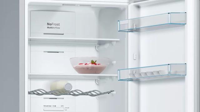 Хладилник Bosch KGN36VLED, SER4, FS fridge-freezer NoFrost, E, 186/60/66cm, 326l(237+89), 39dB(C), VitaFresh, Inox-look